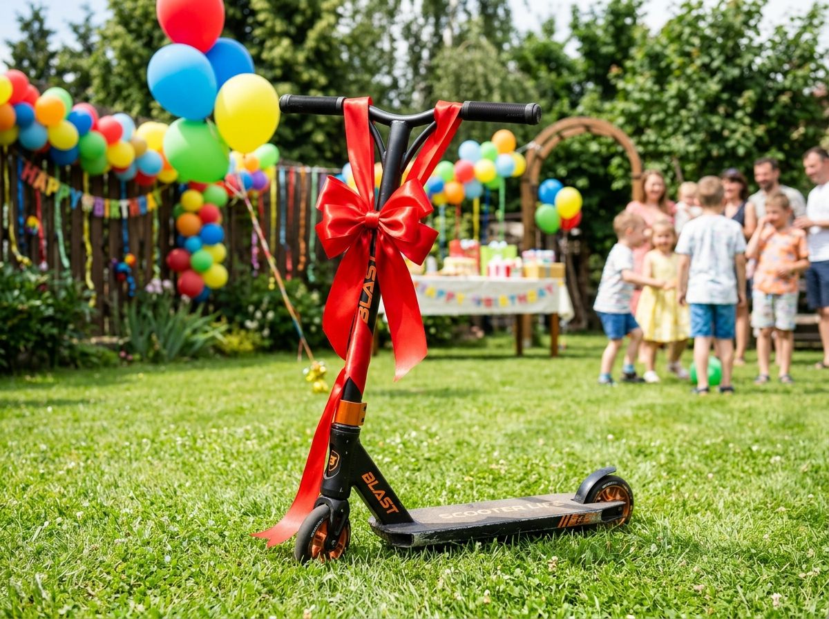 Child scooter with luxury red ribbon bow